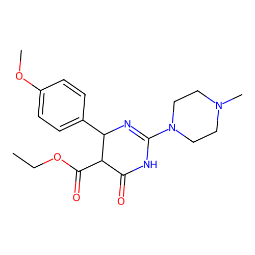 ethyl 6-(4-methoxyphenyl)-2-(4-methylpiperazin-1-yl)-4-oxo-1,4,5,6-tetrahydropyrimidine-5-carboxylate structure