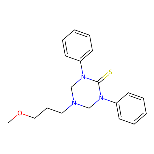 5-(3-Methoxypropyl)-1,3-diphenyl-1,3,5-triazinane-2-thione structure