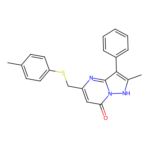 2-methyl-5-{[(4-methylphenyl)sulfanyl]methyl}-3-phenylpyrazolo[1,5-a]pyrimidin-7(4H)-one structure