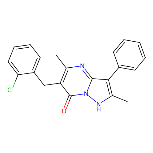 6-(2-chlorobenzyl)-2,5-dimethyl-3-phenylpyrazolo[1,5-a]pyrimidin-7(4H)-one structure