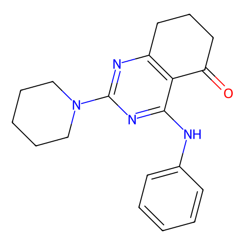 4-(phenylamino)-2-(piperidin-1-yl)-7,8-dihydroquinazolin-5(6H)-one structure