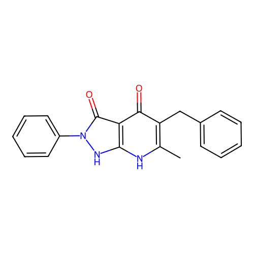 5-benzyl-6-methyl-2-phenyl-1H-pyrazolo[3,4-b]pyridine-3,4(2H,7H)-dione structure