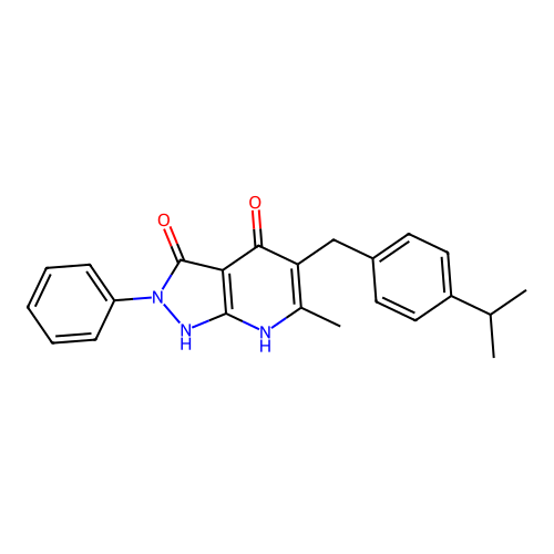 5-(4-isopropylbenzyl)-6-methyl-2-phenyl-1H-pyrazolo[3,4-b]pyridine-3,4(2H,7H)-dione structure