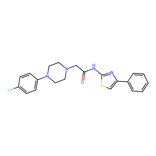 2-[4-(4-fluorophenyl)piperazin-1-yl]-N-(4-phenyl-1,3-thiazol-2-yl)acetamide structure