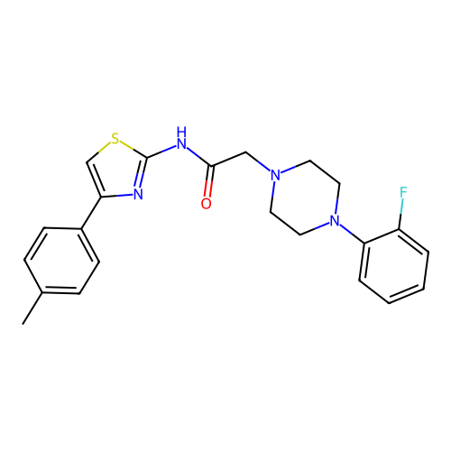 2-[4-(2-fluorophenyl)piperazin-1-yl]-N-[4-(4-methylphenyl)-1,3-thiazol-2-yl]acetamide structure