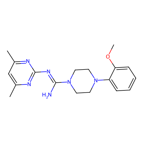 N-(4,6-dimethylpyrimidin-2-yl)-4-(2-methoxyphenyl)piperazine-1-carboximidamide structure