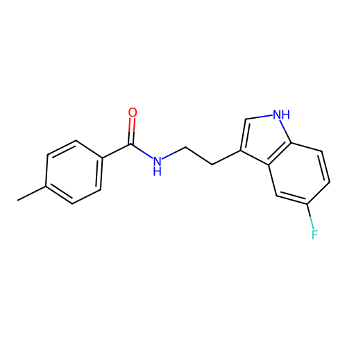 N-[2-(5-fluoro-1H-indol-3-yl)ethyl]-4-methylbenzamide structure