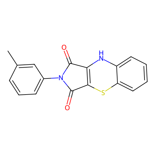 2-(3-methylphenyl)pyrrolo[3,4-b][1,4]benzothiazine-1,3(2H,9H)-dione structure
