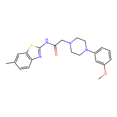 2-[4-(3-methoxyphenyl)piperazin-1-yl]-N-(6-methyl-1,3-benzothiazol-2-yl)acetamide structure