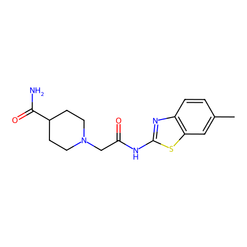 1-{2-[(6-Methyl-1,3-benzothiazol-2-yl)amino]-2-oxoethyl}piperidine-4-carboxamide structure