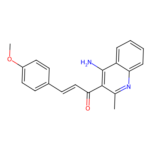 (2E)-1-(4-amino-2-methylquinolin-3-yl)-3-(4-methoxyphenyl)prop-2-en-1-one structure