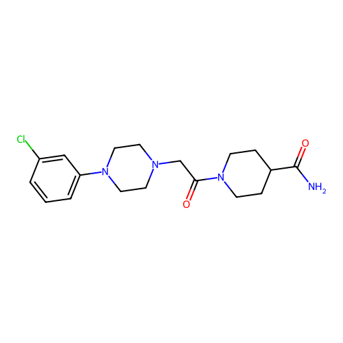 1-{[4-(3-Chlorophenyl)piperazin-1-yl]acetyl}piperidine-4-carboxamide structure