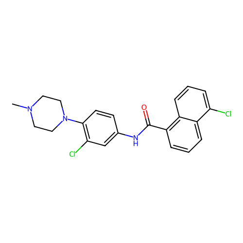 5-chloro-N-[3-chloro-4-(4-methylpiperazin-1-yl)phenyl]naphthalene-1-carboxamide structure
