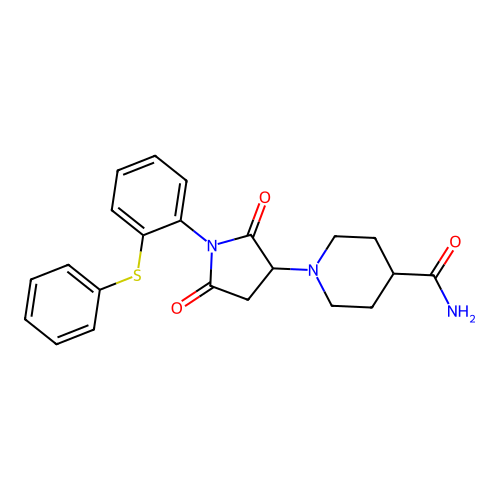 1-{2,5-dioxo-1-[2-(phenylsulfanyl)phenyl]pyrrolidin-3-yl}piperidine-4-carboxamide structure