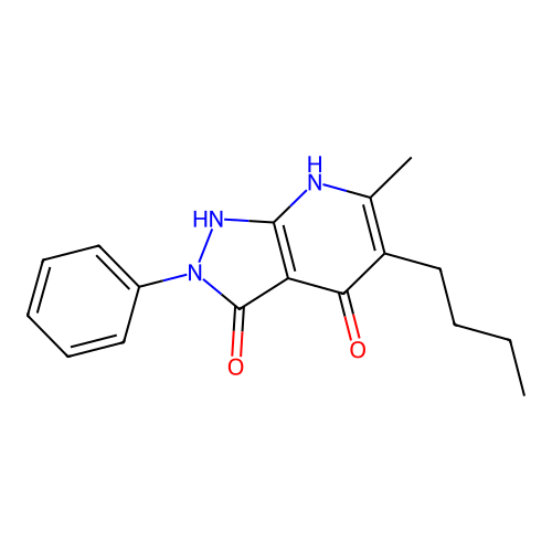 5-butyl-6-methyl-2-phenyl-1H-pyrazolo[3,4-b]pyridine-3,4(2H,7H)-dione structure
