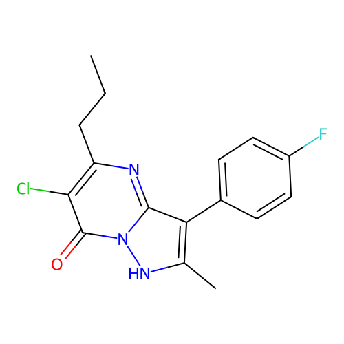 6-chloro-3-(4-fluorophenyl)-2-methyl-5-propylpyrazolo[1,5-a]pyrimidin-7(4H)-one structure