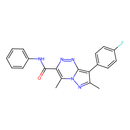 8-(4-fluorophenyl)-4,7-dimethyl-N-phenylpyrazolo[5,1-c][1,2,4]triazine-3-carboxamide structure