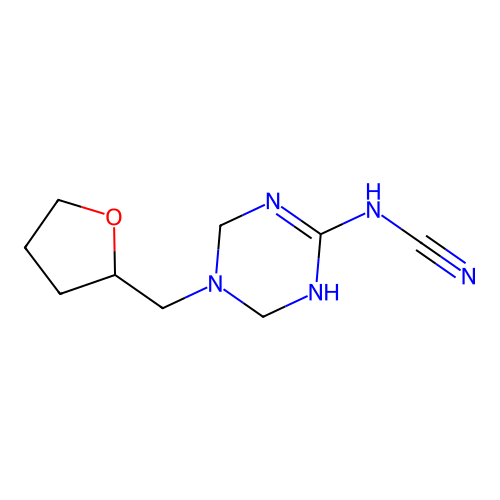 [5-(Tetrahydrofuran-2-ylmethyl)-1,4,5,6-tetrahydro-1,3,5-triazin-2-yl]cyanamide structure