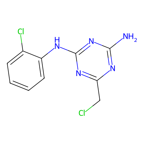 6-(chloromethyl)-N-(2-chlorophenyl)-1,3,5-triazine-2,4-diamine structure