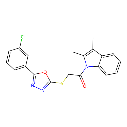 2-{[5-(3-chlorophenyl)-1,3,4-oxadiazol-2-yl]sulfanyl}-1-(2,3-dimethyl-1H-indol-1-yl)ethanone structure