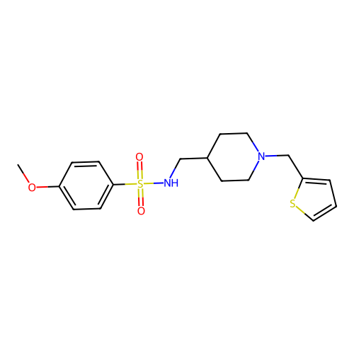 4-methoxy-N-((1-(thiophen-2-ylmethyl)piperidin-4-yl)methyl)benzenesulfonamide structure