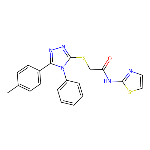 2-{[5-(4-methylphenyl)-4-phenyl-4H-1,2,4-triazol-3-yl]sulfanyl}-N-(1,3-thiazol-2-yl)acetamide structure
