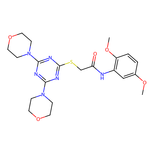 N-(2,5-dimethoxyphenyl)-2-[(4,6-dimorpholin-4-yl-1,3,5-triazin-2-yl)sulfanyl]acetamide structure