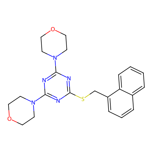 2,4-Di(morpholin-4-yl)-6-[(naphthalen-1-ylmethyl)sulfanyl]-1,3,5-triazine structure
