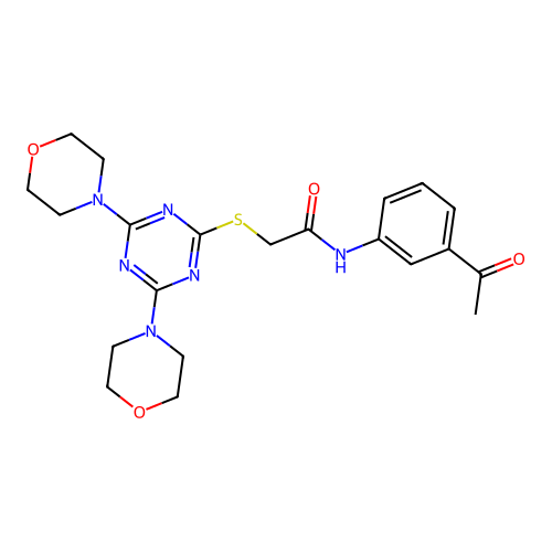 N-(3-acetylphenyl)-2-[(4,6-dimorpholin-4-yl-1,3,5-triazin-2-yl)sulfanyl]acetamide structure