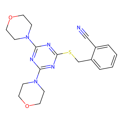 2-[(4,6-Dimorpholin-4-yl-1,3,5-triazin-2-yl)sulfanylmethyl]benzonitrile structure