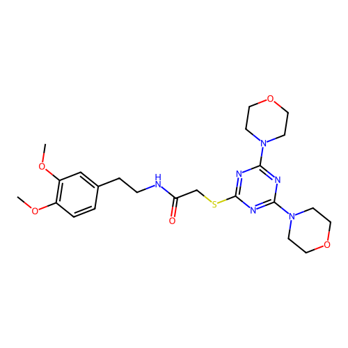 N-[2-(3,4-dimethoxyphenyl)ethyl]-2-[(4,6-dimorpholin-4-yl-1,3,5-triazin-2-yl)sulfanyl]acetamide structure