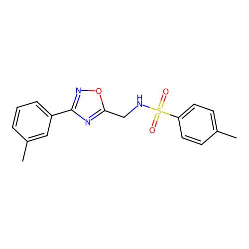 4-methyl-N-[[3-(3-methylphenyl)-1,2,4-oxadiazol-5-yl]methyl]benzenesulfonamide structure
