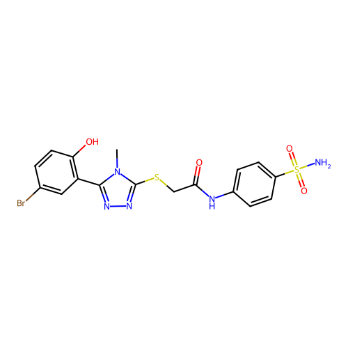 2-{[5-(5-bromo-2-hydroxyphenyl)-4-methyl-4H-1,2,4-triazol-3-yl]sulfanyl}-N-(4-sulfamoylphenyl)acetamide structure
