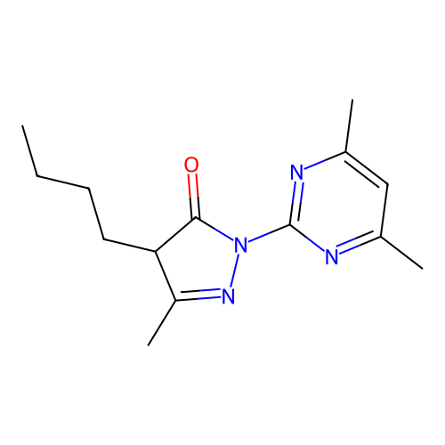 4-butyl-2-(4,6-dimethylpyrimidin-2-yl)-5-methyl-2,4-dihydro-3H-pyrazol-3-one structure