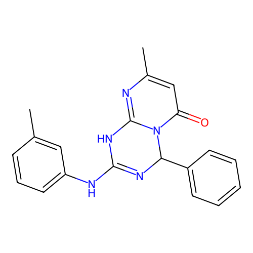 8-methyl-2-[(3-methylphenyl)amino]-4-phenyl-1,4-dihydro-6H-pyrimido[1,2-a][1,3,5]triazin-6-one structure