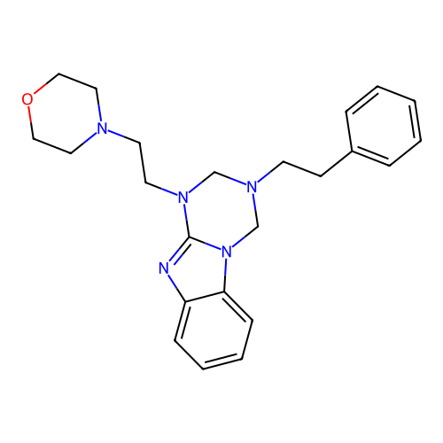 1-(2-morpholin-4-ylethyl)-3-(2-phenylethyl)-1,2,3,4-tetrahydro[1,3,5]triazino[1,2-a]benzimidazole structure
