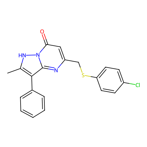 5-{[(4-chlorophenyl)sulfanyl]methyl}-2-methyl-3-phenylpyrazolo[1,5-a]pyrimidin-7(4H)-one structure