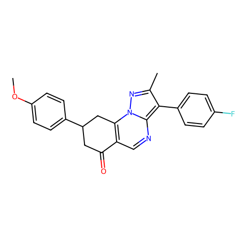 3-(4-fluorophenyl)-8-(4-methoxyphenyl)-2-methyl-8,9-dihydropyrazolo[1,5-a]quinazolin-6(7H)-one structure