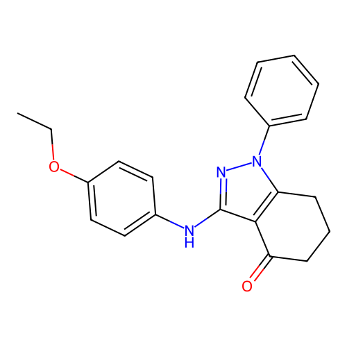 3-(4-ethoxyanilino)-1-phenyl-6,7-dihydro-5H-indazol-4-one structure