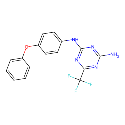 N-(4-phenoxyphenyl)-6-(trifluoromethyl)-1,3,5-triazine-2,4-diamine structure
