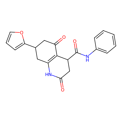 7-(furan-2-yl)-2,5-dioxo-N-phenyl-1,2,3,4,5,6,7,8-octahydroquinoline-4-carboxamide structure