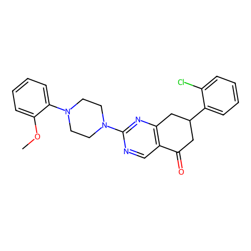 7-(2-chlorophenyl)-2-[4-(2-methoxyphenyl)piperazin-1-yl]-7,8-dihydroquinazolin-5(6H)-one structure