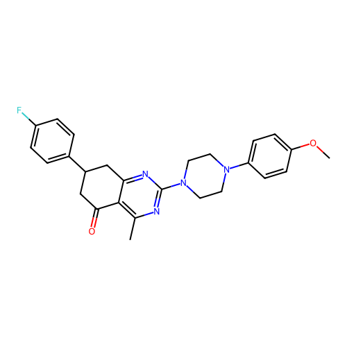 7-(4-fluorophenyl)-2-[4-(4-methoxyphenyl)piperazin-1-yl]-4-methyl-7,8-dihydroquinazolin-5(6H)-one structure