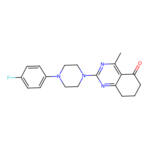 2-[4-(4-fluorophenyl)piperazin-1-yl]-4-methyl-7,8-dihydroquinazolin-5(6H)-one structure