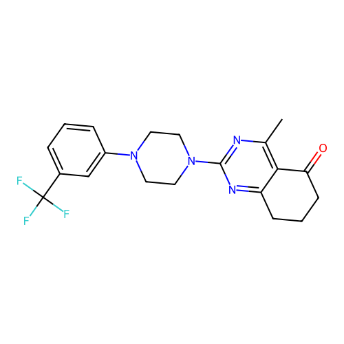 4-methyl-2-{4-[3-(trifluoromethyl)phenyl]piperazin-1-yl}-7,8-dihydroquinazolin-5(6H)-one structure