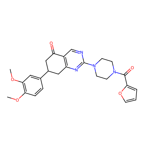 7-(3,4-dimethoxyphenyl)-2-[4-(furan-2-ylcarbonyl)piperazin-1-yl]-7,8-dihydroquinazolin-5(6H)-one structure