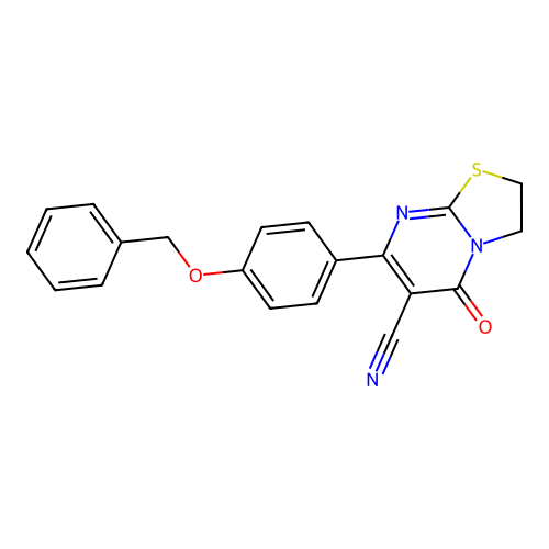 7-[4-(benzyloxy)phenyl]-5-oxo-2,3-dihydro-5H-[1,3]thiazolo[3,2-a]pyrimidine-6-carbonitrile structure