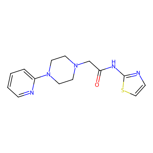 1-Pyrazineacetamide, hexahydro-4-(2-pyridinyl)-N-(2-thiazolyl)- structure