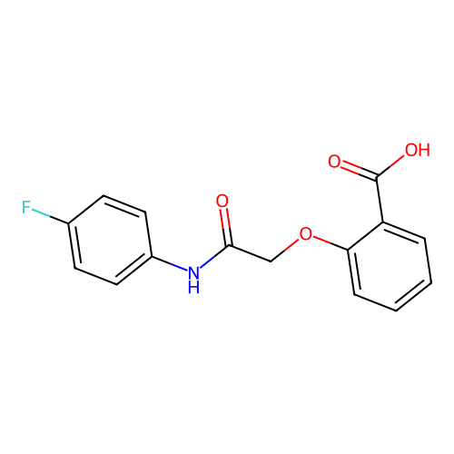 2-{[(4-Fluorophenyl)carbamoyl]methoxy}benzoic acid structure