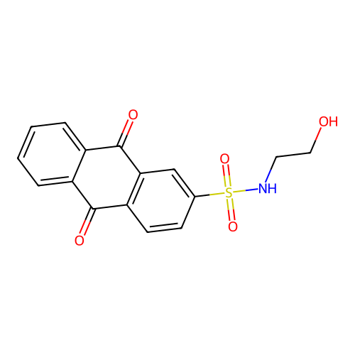 N-(2-hydroxyethyl)-9,10-dioxo-9,10-dihydroanthracene-2-sulfonamide structure